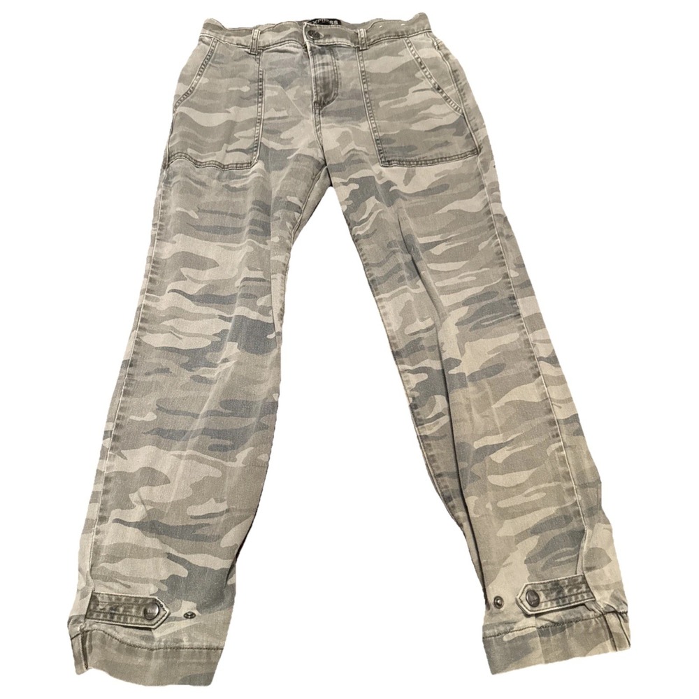 Express Camo Cropped Utility Pants Size 0 High Rise Stretch Straight Leg
